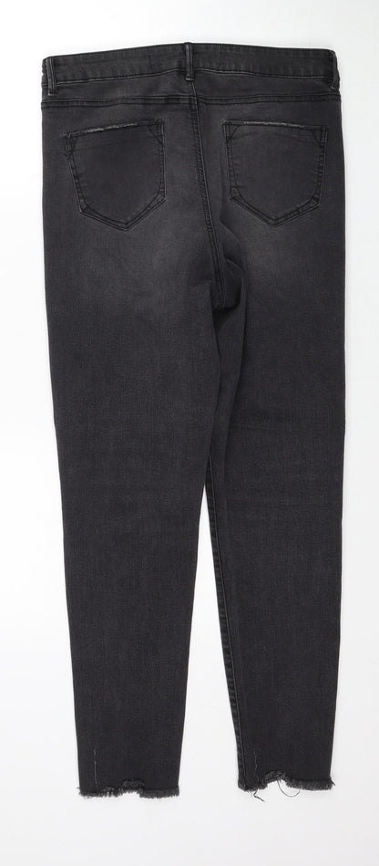 Denim & Co. Womens Black Cotton Skinny Jeans Size 12 Regular Zip