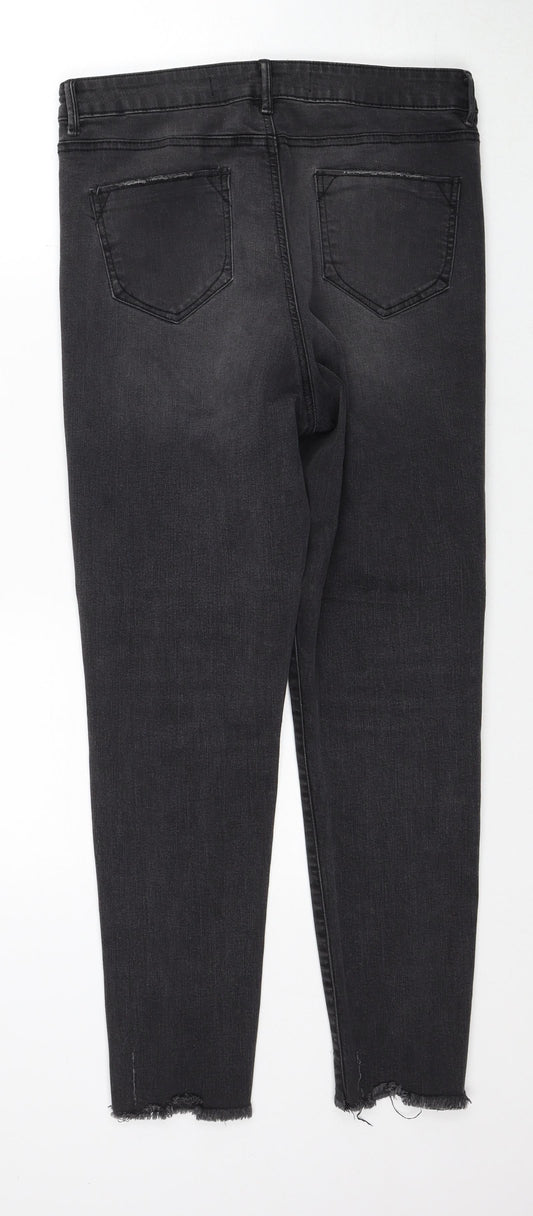 Denim & Co. Womens Black Cotton Skinny Jeans Size 12 Regular Zip