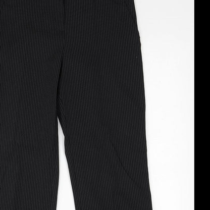Editions Womens Black Striped Polyester Trousers Size 12 Regular Zip