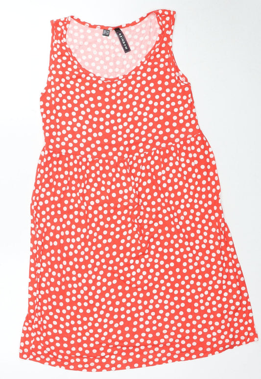 Rainbow Womens Red Geometric Viscose A-Line Size S Scoop Neck Pullover