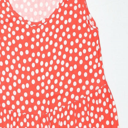 Rainbow Womens Red Geometric Viscose A-Line Size S Scoop Neck Pullover