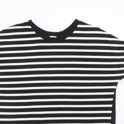 Kinn Womens Black Striped Cotton Basic Blouse Size XS Round Neck
