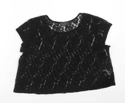 Womens UK Size 14 Original Black Cropped T-Shirt