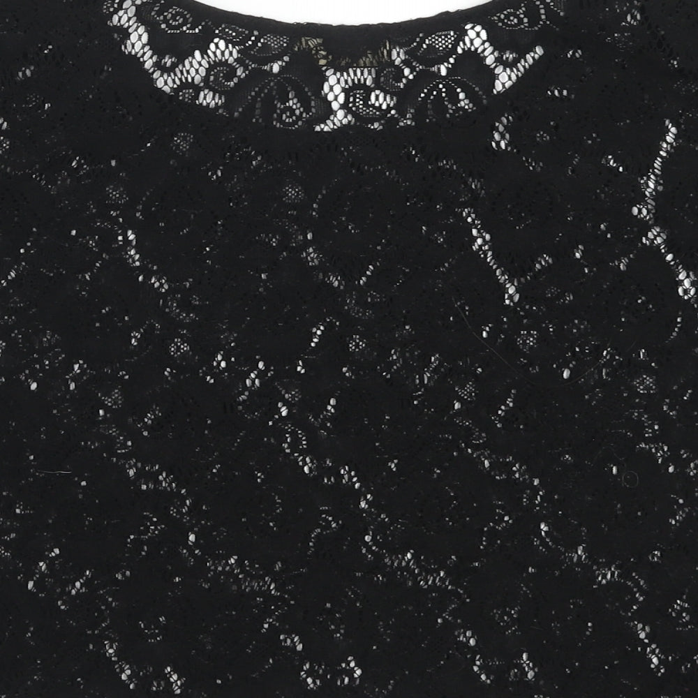 Womens UK Size 14 Original Black Cropped T-Shirt