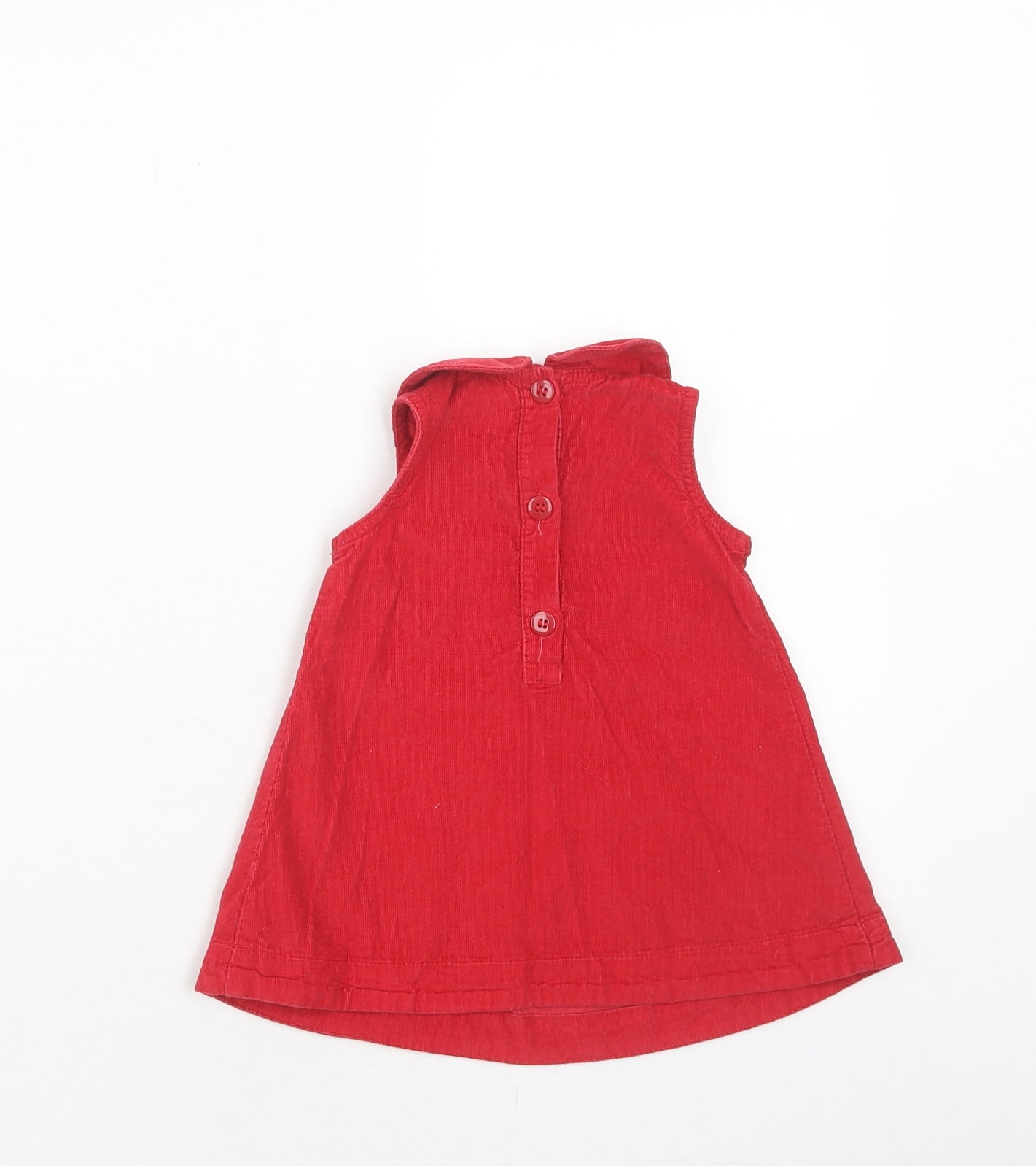NEXT Girls Red Cotton A-Line Size 3-6 Months Round Neck Button