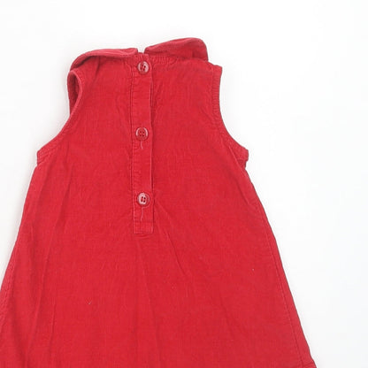 NEXT Girls Red Cotton A-Line Size 3-6 Months Round Neck Button