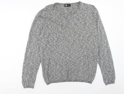 Very Mens Grey Round Neck Cotton Pullover Jumper Size M Long Sleeve
