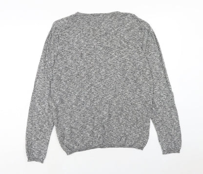 Very Mens Grey Round Neck Cotton Pullover Jumper Size M Long Sleeve