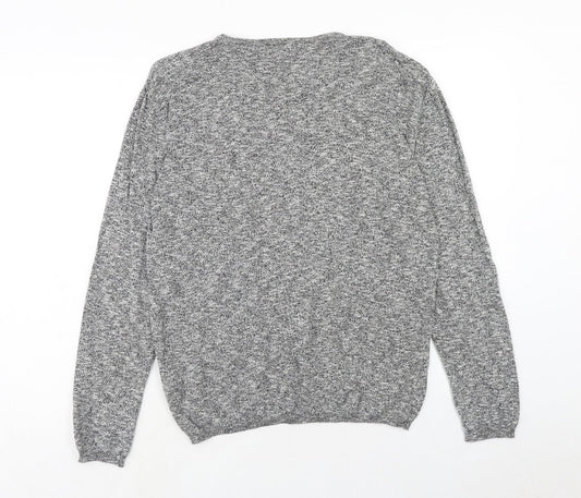 Very Mens Grey Round Neck Cotton Pullover Jumper Size M Long Sleeve