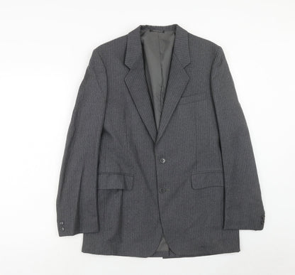 Peter Brown Mens Grey Striped Wool Jacket Suit Jacket Size 36 Regular