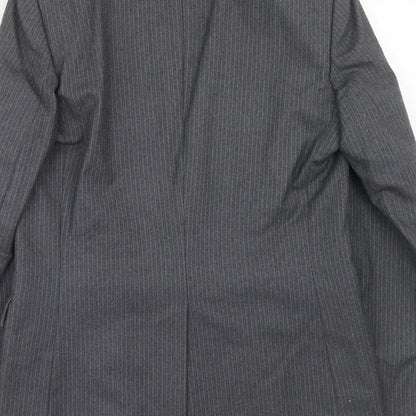 Peter Brown Mens Grey Striped Wool Jacket Suit Jacket Size 36 Regular