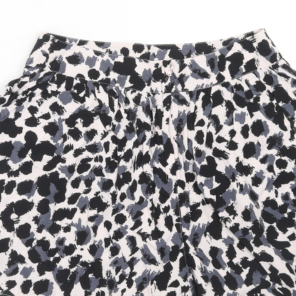 H&M Womens Pink Animal Print Viscose Basic Shorts Size 10 Regular Zip - Leopard Pattern