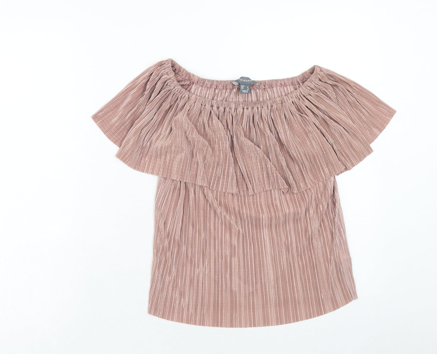 Primark Womens Brown Geometric Polyester Basic Tank Size 4 Off the Shoulder