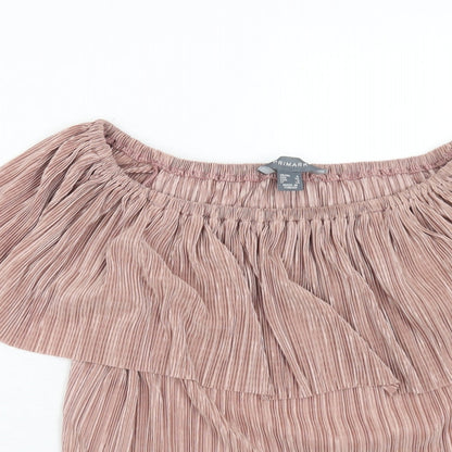 Primark Womens Brown Geometric Polyester Basic Tank Size 4 Off the Shoulder