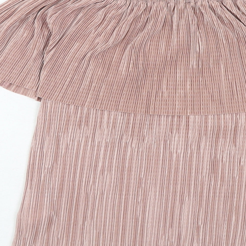 Primark Womens Brown Geometric Polyester Basic Tank Size 4 Off the Shoulder