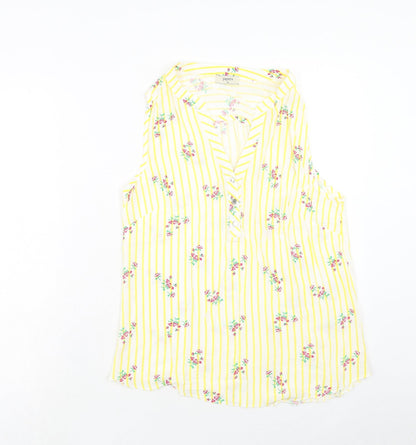 Papaya Womens Yellow Geometric Viscose Basic Tank Size 10 V-Neck