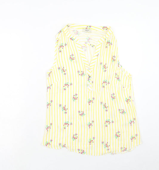 Papaya Womens Yellow Geometric Viscose Basic Tank Size 10 V-Neck