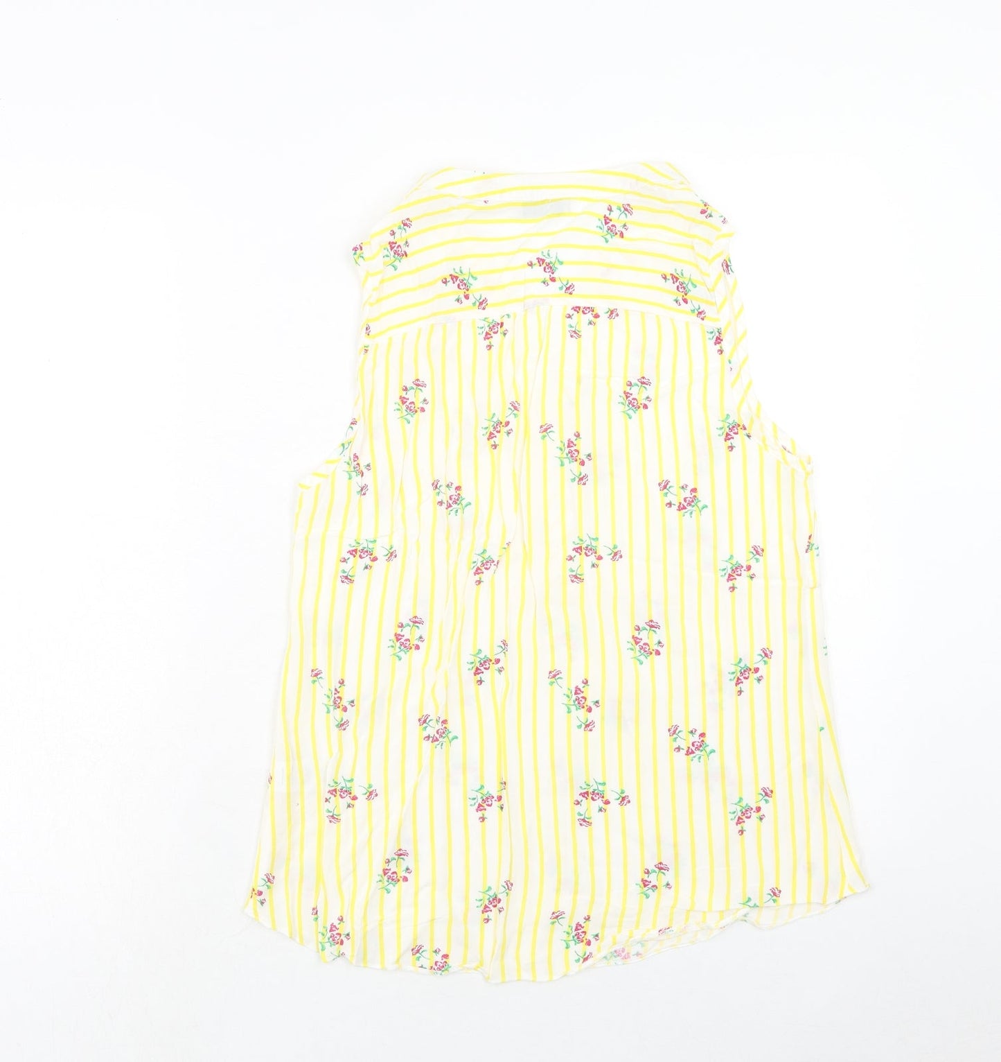 Papaya Womens Yellow Geometric Viscose Basic Tank Size 10 V-Neck