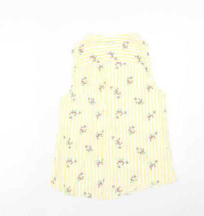 Papaya Womens Yellow Geometric Viscose Basic Tank Size 10 V-Neck