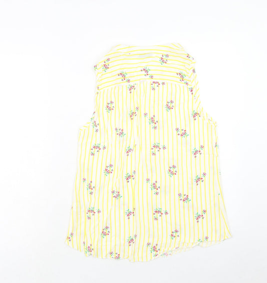 Papaya Womens Yellow Geometric Viscose Basic Tank Size 10 V-Neck