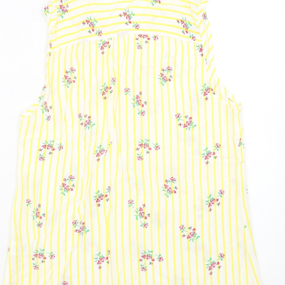 Papaya Womens Yellow Geometric Viscose Basic Tank Size 10 V-Neck