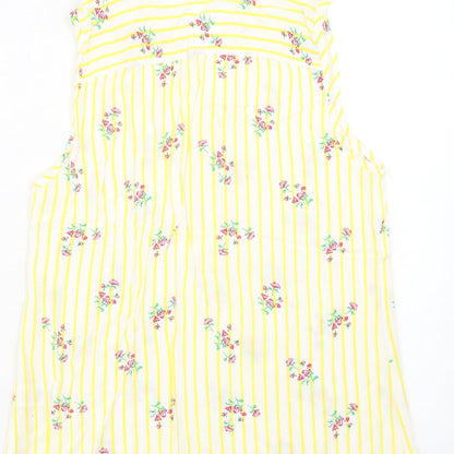 Papaya Womens Yellow Geometric Viscose Basic Tank Size 10 V-Neck