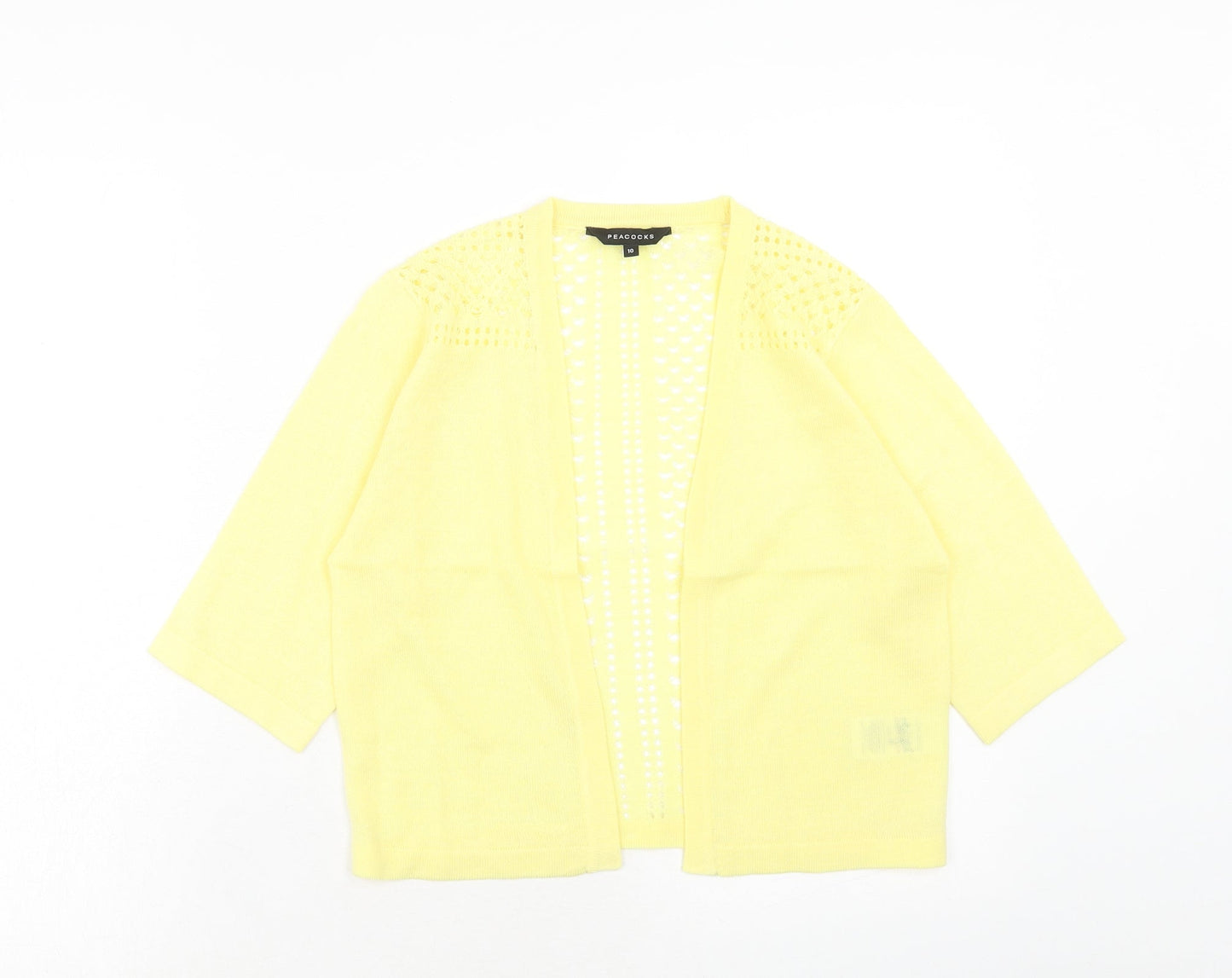 Womens UK Size 10 Peacocks Yellow Cardigan Jumper