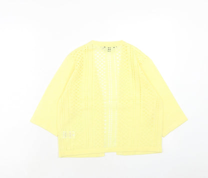 Womens UK Size 10 Peacocks Yellow Cardigan Jumper