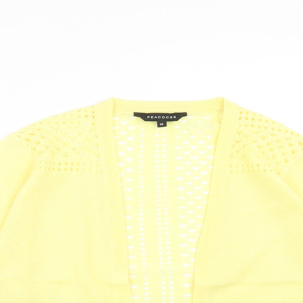 Womens UK Size 10 Peacocks Yellow Cardigan Jumper
