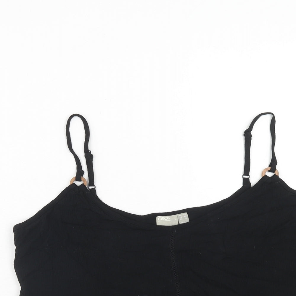 ASOS Womens Black Viscose Cropped Tank Size 12 Round Neck