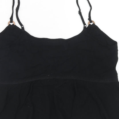 ASOS Womens Black Viscose Cropped Tank Size 12 Round Neck