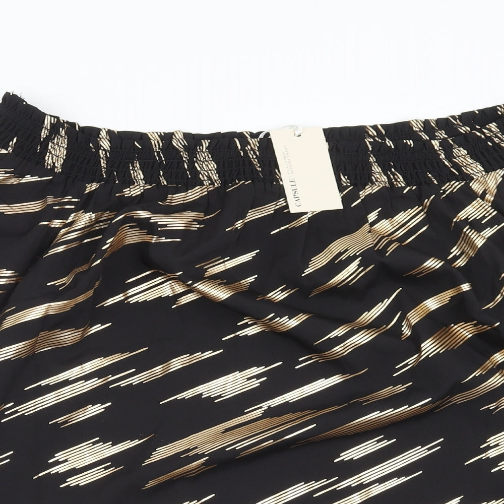 Capsule Womens Black Geometric Polyester Basic Blouse Size 10 Off the Shoulder