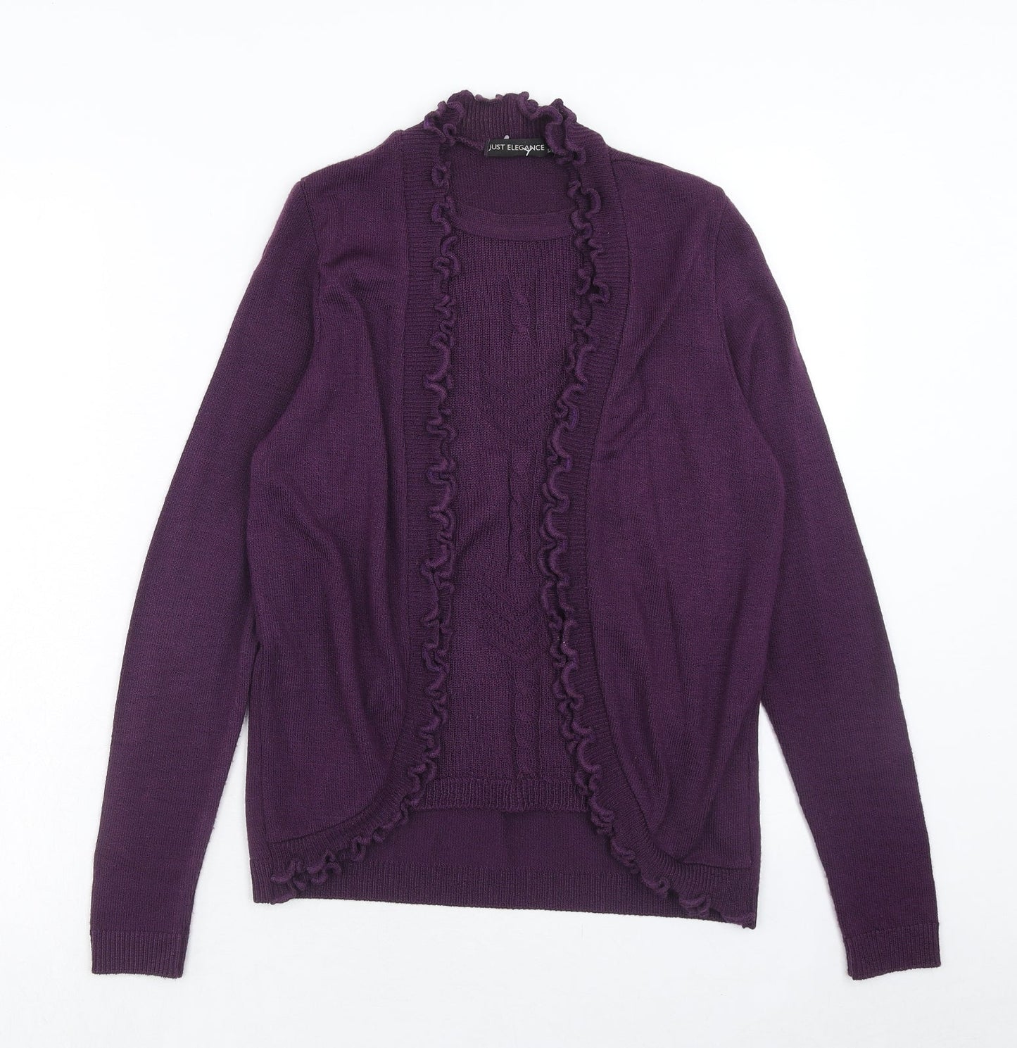 Just Elegance Womens Purple V-Neck Acrylic Cardigan Jumper Size S - Size S/M