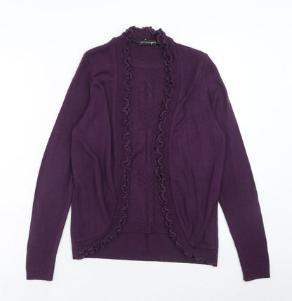 Just Elegance Womens Purple V-Neck Acrylic Cardigan Jumper Size S - Size S/M