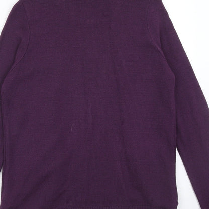 Just Elegance Womens Purple V-Neck Acrylic Cardigan Jumper Size S - Size S/M