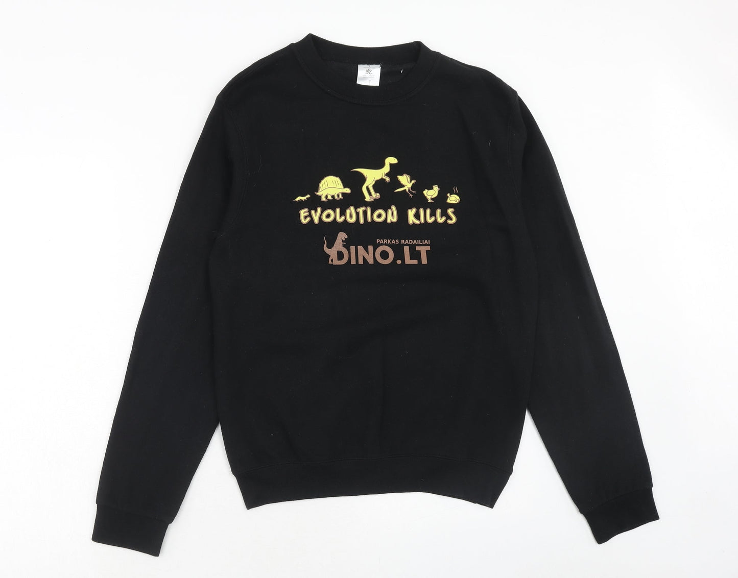 BC collection Mens Black Cotton Pullover Sweatshirt Size S - Dinosaur