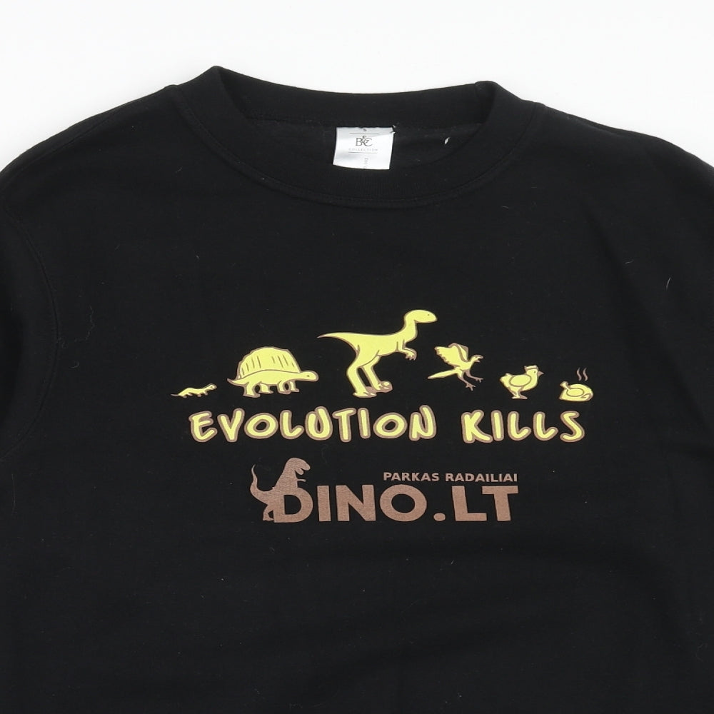 BC collection Mens Black Cotton Pullover Sweatshirt Size S - Dinosaur