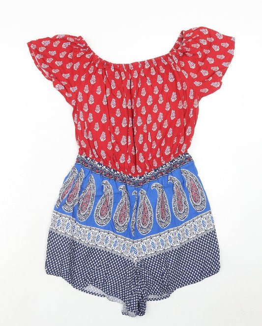 Dorothy Perkins Womens Multicoloured Paisley Viscose Playsuit One-Piece Size S Pullover
