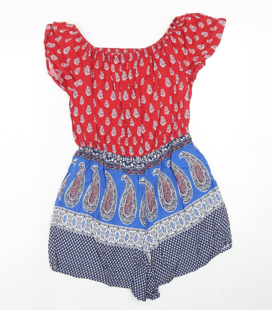 Dorothy Perkins Womens Multicoloured Paisley Viscose Playsuit One-Piece Size S Pullover