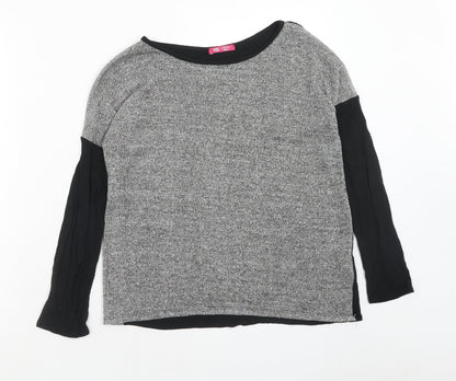 Young Dimension Girls Black Viscose Basic T-Shirt Size 12-13 Years Boat Neck Pullover
