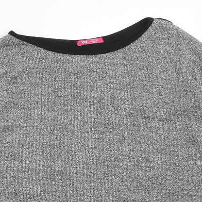 Young Dimension Girls Black Viscose Basic T-Shirt Size 12-13 Years Boat Neck Pullover