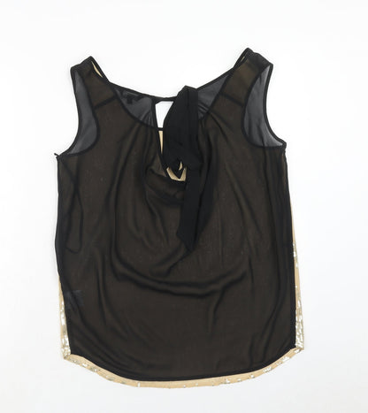 Papaya Womens Gold Geometric Polyester Basic Tank Size 8 Round Neck