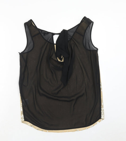 Papaya Womens Gold Geometric Polyester Basic Tank Size 8 Round Neck