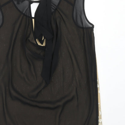 Papaya Womens Gold Geometric Polyester Basic Tank Size 8 Round Neck