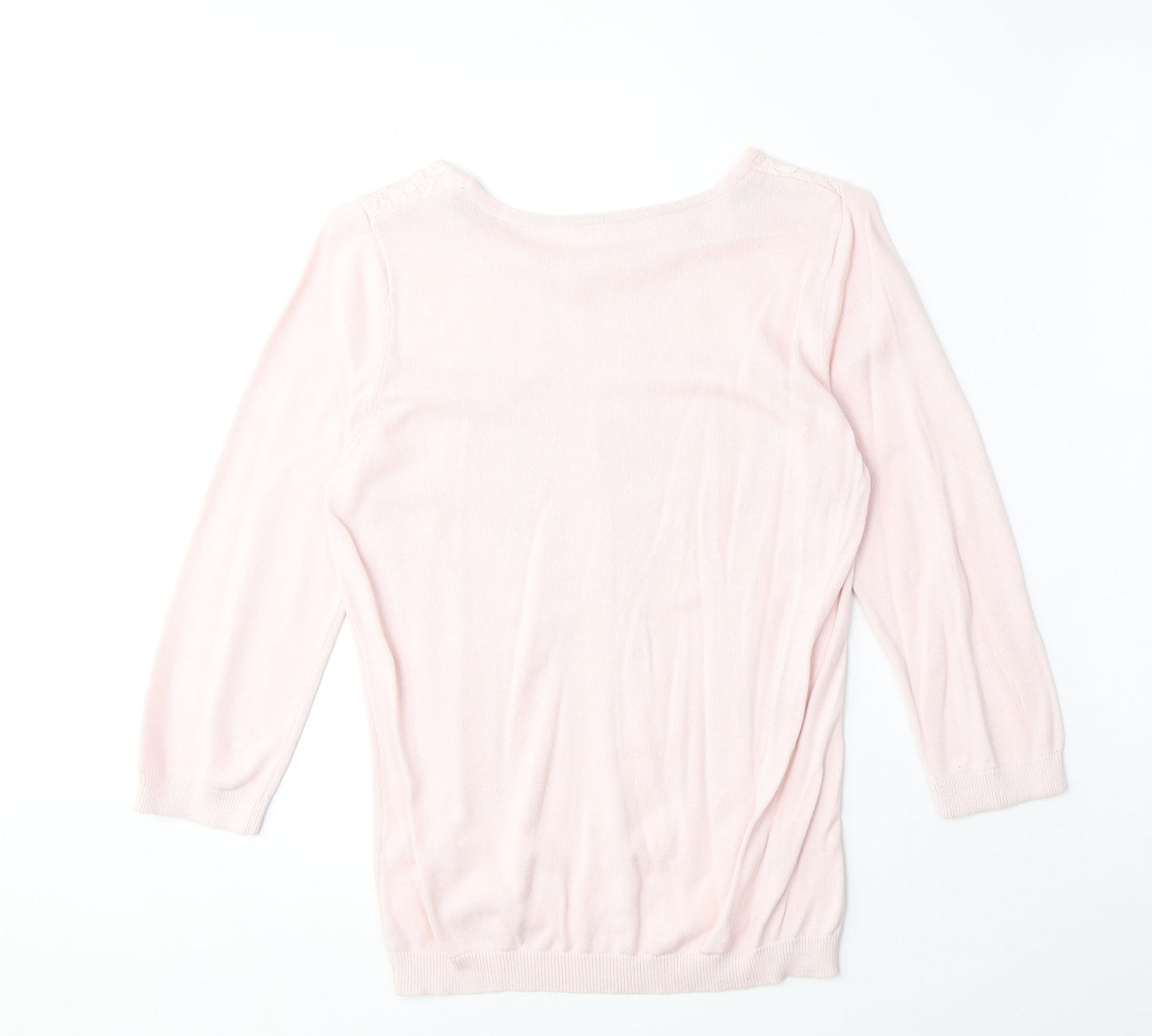 BHS Womens Pink Round Neck Cotton Pullover Jumper Size 10