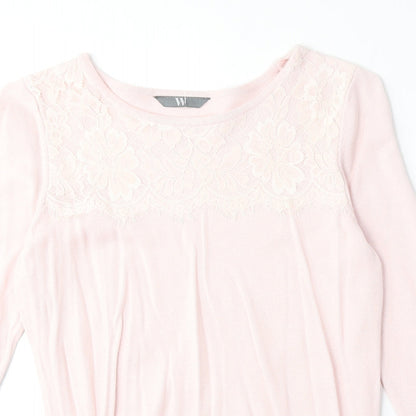 BHS Womens Pink Round Neck Cotton Pullover Jumper Size 10