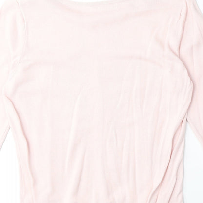 BHS Womens Pink Round Neck Cotton Pullover Jumper Size 10