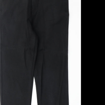 Zara Womens Black Cotton Straight Jeans Size 32 in Regular Zip