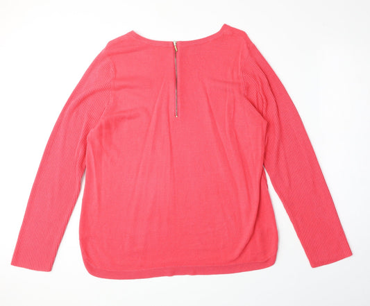 BHS Womens Pink Round Neck Acrylic Pullover Jumper Size 20