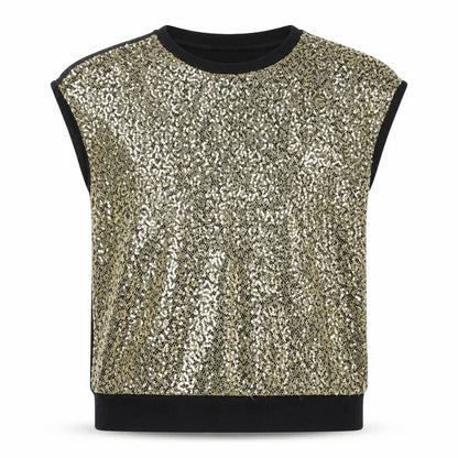 Front view of Very girls’ black polyester basic blouse, size 11-12, years round neck pullover - sequin